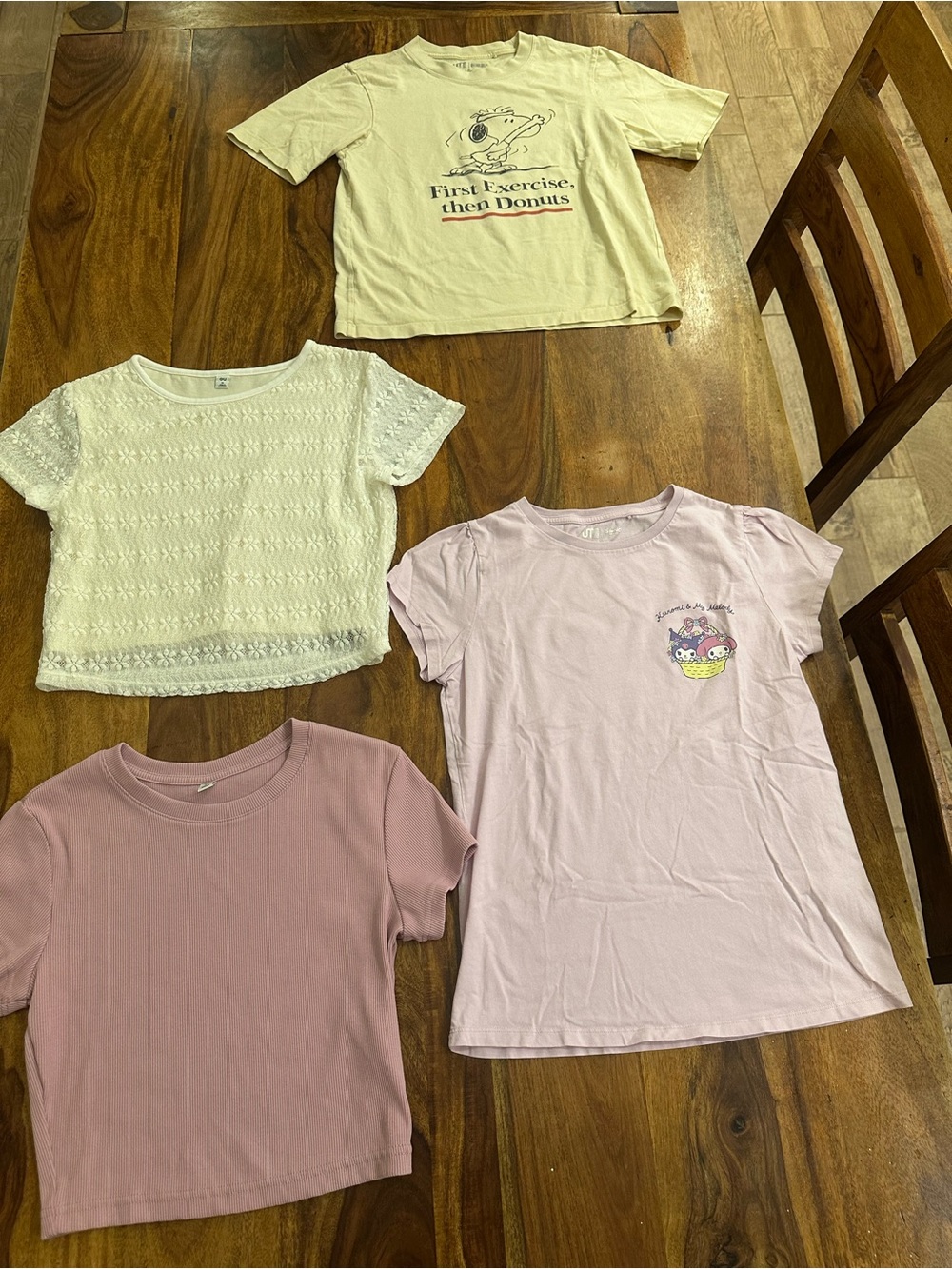 Uniqlo and Gu Girls Short-Sleeve Tees and Tops - Pastel Mix
